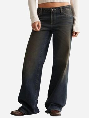 Pacsun Casey Low Rise Baggy Contrast Stitch Dark Blue.